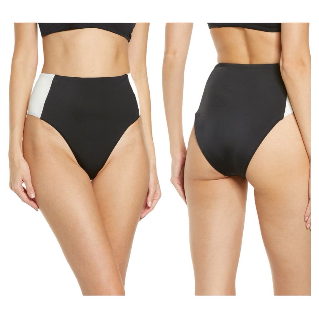 Veronica Beard Ormond Colorblock High Waist Swim Bottoms